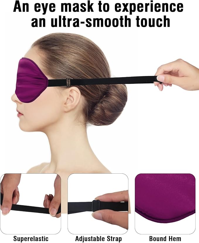 Silk Sleep Mask for Women Man, Thicken Eye Mask for Sleeping, Breathable Eye Covers for Sleeping, Soft Eyesahde, Reduces Puffy Blindfold