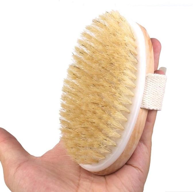 Angel Kiss Dry Brushing Body Brush for Lymphatic Drainage - Natural Bristles Dry Brush to Remove Dry Skin and Improves Blood Circulation, Body Exfoliator Scrubber for Glowing Skin - Medium Firmness