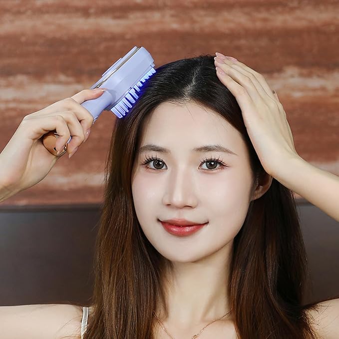 ThreeH Scalp Care Massage Brush with LED Light Therapy Electric Vibrating Hair Growth Stimulator for Thicker Hair Green