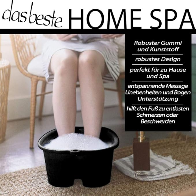 Extra-Large Foot Bath Soak Tub 2-Pack – Durable Massage Basins for Home Relaxation, Fits Large Feet, Non-Slip Base Black/Black