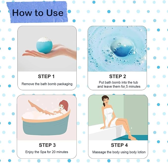 Blue Bath Bombs for Women Spa Gift Set with Peppermint Essential Oils Sea Salt Relaxing Birthday Gift for Her Bubble Bath Skincare Relaxation Aromatherapy Gifts 2 Pack