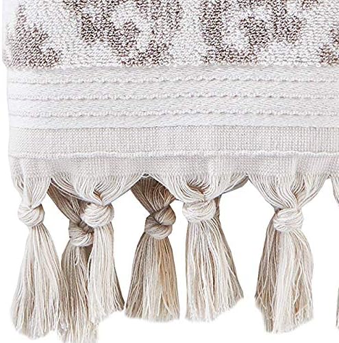 SKL Home Mirage Fringe 100% Turkish Cotton Hand Towel (2-Pack), Taupe , 16x26 in
