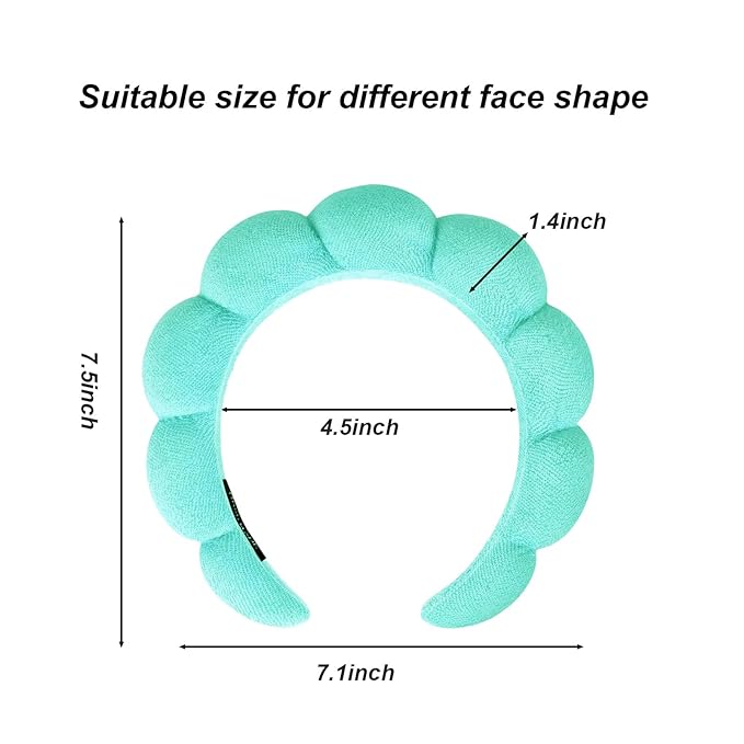 Spa Headbands for Washing Face Makeup Skin Care Women Bubble Facial Beauty Headbands Puffy Shower Towel Band Hairband