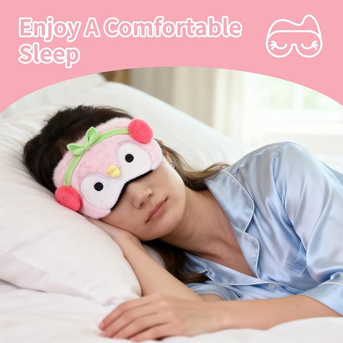 PERFECTSIGHT Sleep Eye Masks, Cute Sleep Eye Cover Lightweight Adjustable Eyeshade Mask Cover for Women Men Sleep Travel Nap, Penguin