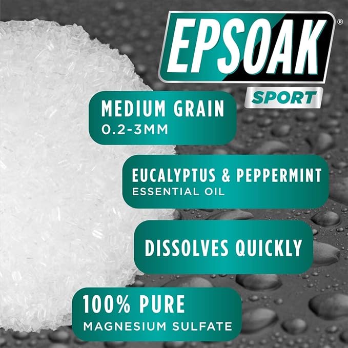 Epsoak Sport Epsom Salt 5 lb. Magnesium Sulfate USP. Resealable Epsom Salt Bag Eucalyptus, Made in The USA, Cruelty-Free Certified
