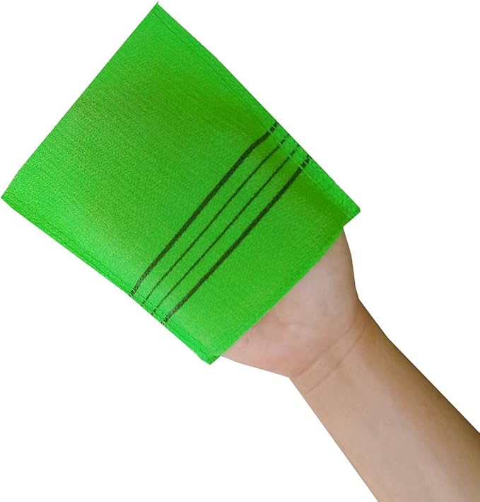 Korean Asian Exfoliating Bath Washcloth Mitt for Remove Dead Skin.Exfoliating Body Scrubber.Exfoliating Gloves for Body Scrub (Green2 Red2)