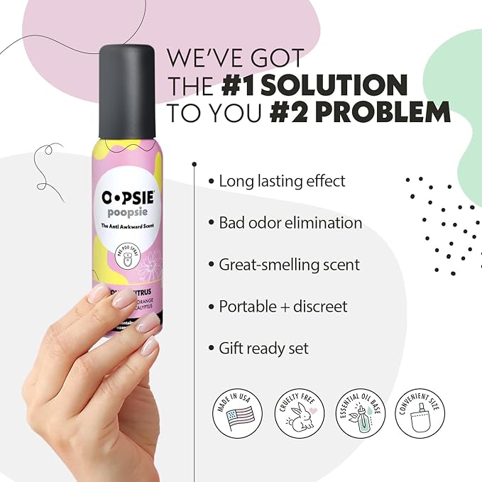 OOPSIE POOPSIE Flower Citrus Before & After You Go Toilet Spray 2oz - Portable Odor Eliminator
