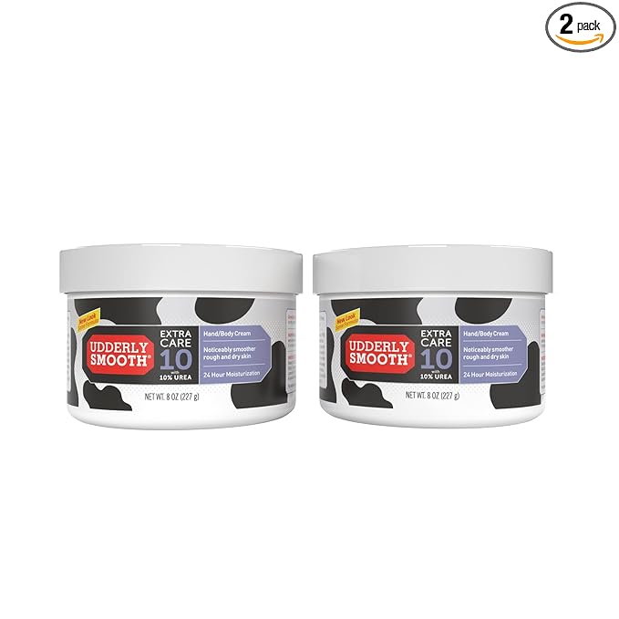 Udderly Smooth Extra Care Hand, Body & Foot Cream with 10% Urea, Daily Moisturizer to Restore Dry or Irritated Skin, Dermatologist Tested, 8 Oz, 2 Pack