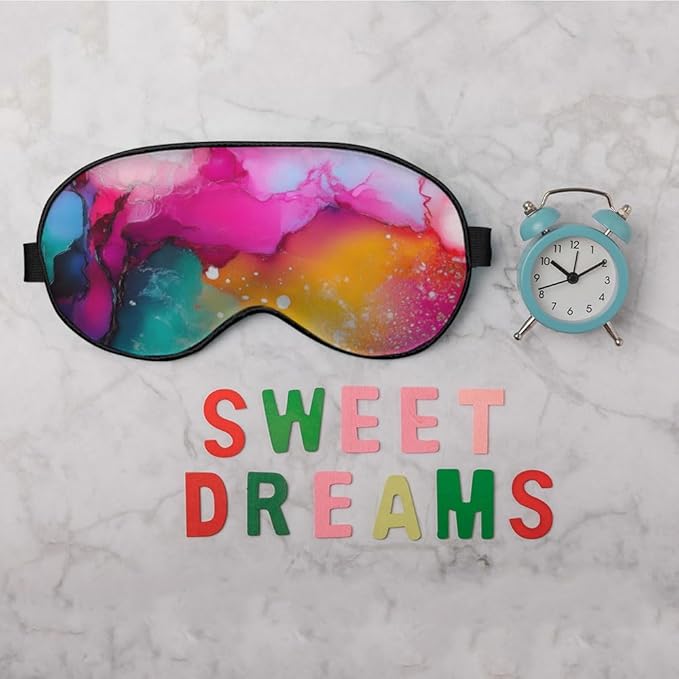 Abstract Marble Silk Eye Mask Sleep Mask Fluid Colorful Painting Artwork Texture Eye Mask with Adjustable Strap Lightweight for Women Work Travel Night Sleep