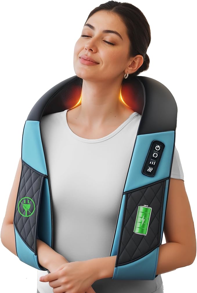 COMFIER Cordless Neck Massager with Heat, Deep Kneading 3D Shoulder Massage for Tired Muscles, FSA Eligible, Lightweight Portable for Home Travel, Mothers Day Gift for Mom