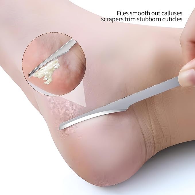 Callus Shaver with Wooden Handle，Pedicure Foot File Kit，Foot File Callus Remover，High-Quality Scraper for Removing Calluses, Cracked Heels, and Dead Skin
