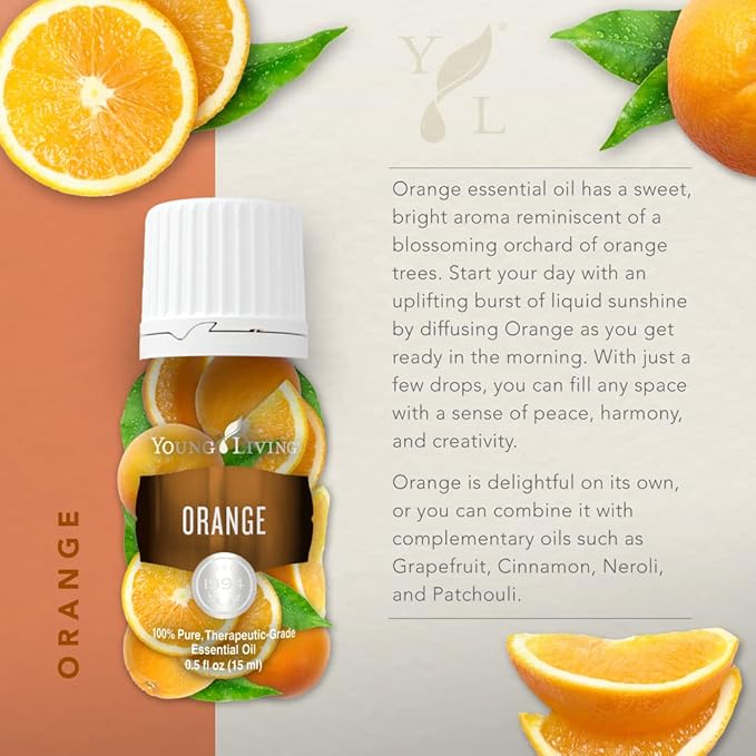 Young Living Orange Essential Oil, 15 ml – Bright Citrus Aroma for Diffuser, Topical Use & DIY Blends | Fresh, Uplifting Scent | Carefully Crafted with Seed to Seal Commitment