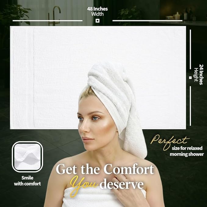 Pearl Linens Pack of 12 100% Cotton Bath Towels – 24x48 Quick-Dry, Lightweight, Soft & Absorbent Bathroom Towels for Spa, Gym, Hotel & Shower – Bulk White Towel Set