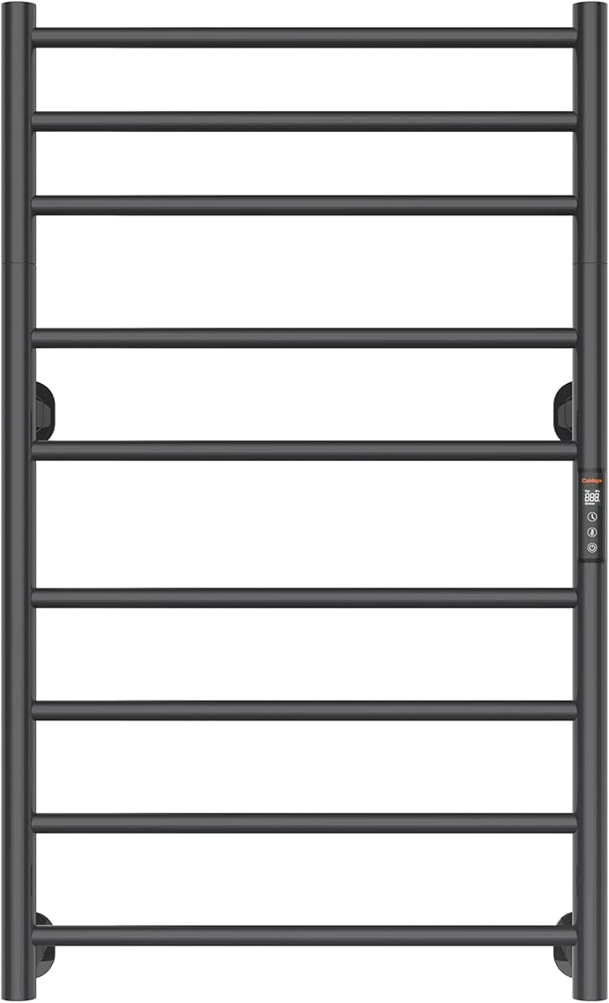 Foldable Heated Towel Rack, Dual-Zone Electric Towel Warmer Rack with Timer, GFCI Plug-in or Hardwired, Wall-Mounted, Drill-Free Installation, Twilight Grey, CA3-900X550-Standard-TG