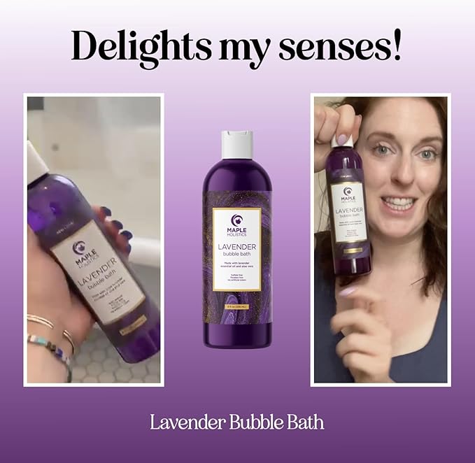 Premium Lavender Bubble Bath for Women - Moisturizing Foaming Bath Bubbles for Adults with Chamomile Clary Sage & Lavender Aromatherapy Oils for Relaxing Self Care - Paraben & Sulfate Free (8 Fl Oz)