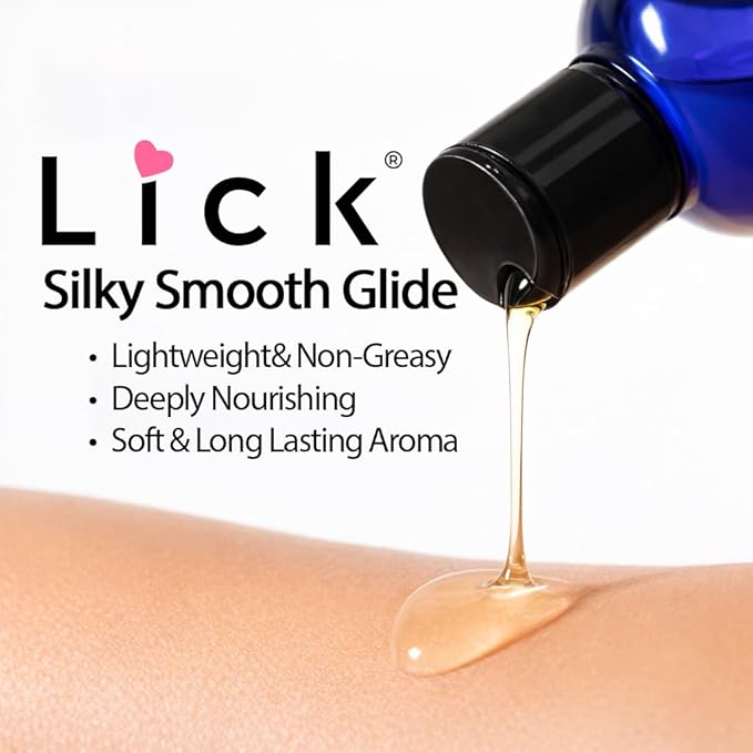 Lick Pineapple Flavored Massage Oil – Sweet Tropical Edible Massage Oil with Vitamin E, Smooth Body-Safe Glide for Couples Massage & Sensory Date Nights, 4 oz