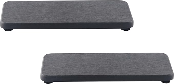 NiuYichee 2 Pcs Water Absorbing Stone Trays, Kitchen/Bathroom Sink Soap Dish, Diatomite Tray Used for Hand Soap & Cosmetic Bottles in The Modern Home, 3.5" W x 7.1" L, Dark Gray