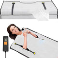 Infrared Sauna Blanket, Upgraded Blanket for Detox, Home Sauna with Remote, Including 5 Pieces Plastic Sheeting for Body Wrap (Silvery)