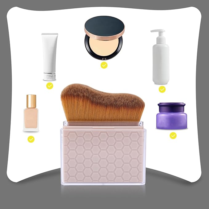 Retractable Self Tanning Brush with Cover, Self Tanner Kabuki Bronzer Makeup Applicator for Blending Tan Liquid Foundation Sunscreens Body Face Leg Arm (Coffee)