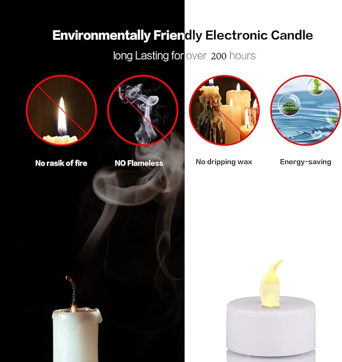 200Pack Battery Tea Lights Candles - LED Tea Lights Realistic Bright Flickering Holiday Gift Operated Flameless LED Tea Light for Festival& Celebration Warm White Battery Powered(sets of 100*2)