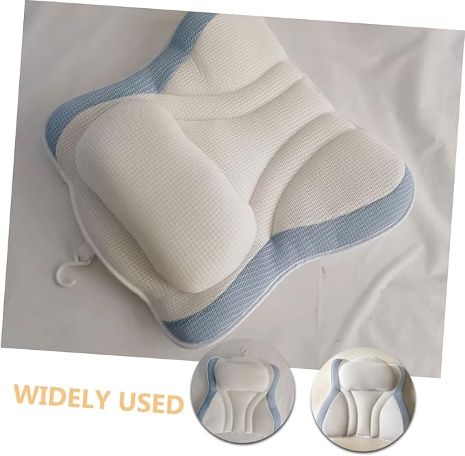 Bath Pillow for Tub with Suction Cups, Mesh Bath Neck Pillow 48x42x10cm, Non-Slip Breathable Spa Headrest for Relaxing Bathing Experience