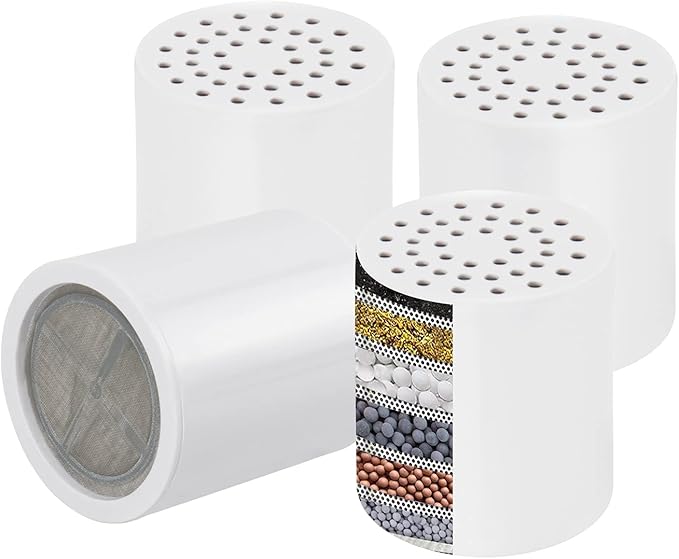 NearMoon 15 - Stage Replacement Cartridge Universal High Output Shower Filter with VC, Reduce Hard Water, Heavy Metal Impurity, Improve Skin & Hair, Fit Any Similar Filter (4 pack)