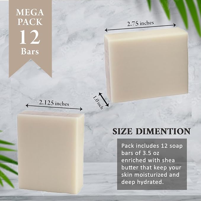 SSA Natural Goat Milk Soap Bars (3.5 OZ x Pack of 5) – Sensitive Skin Special, Pure French Triple Milled Bar Soap Enriched with Shea Butter – Moisturizing Body Soap Bars, Bath Soap for All Ages