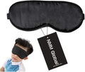 100% Natural Silk Sleep Eye Mask Kids, Cute Night Sleeping Mask with Adjustable Elastic Strap for Girls Boys Child (Black Small)