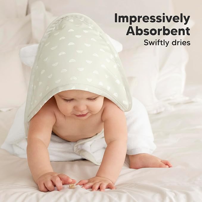 KeaBabies Hooded Baby Towel for Newborn - Viscose Derived from Bamboo Large Baby Bath Towels with Hood for Boys, Girls, Toddler, Extra Absorbent & Soft Newborn Bath Essentials (Rainbow, Regular)