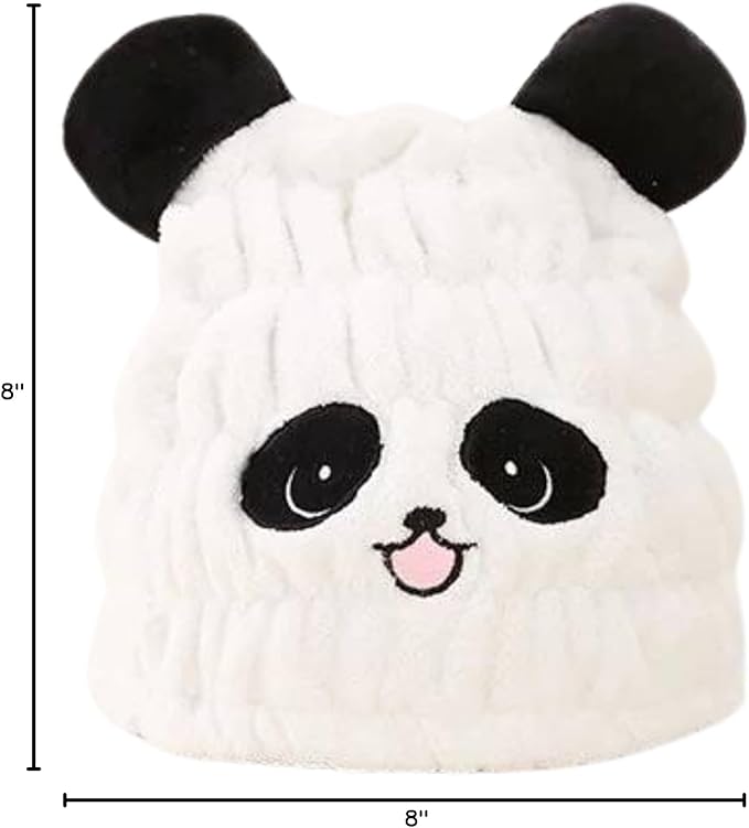 Microfiber Hair Towel Wrap for Kids, Panda Dry Hair Cap Suck Water, Absorbent Quick Girls Boys Hair Drying Towel, Lightweight Bouncy Hat Headscarf for Wet Hair