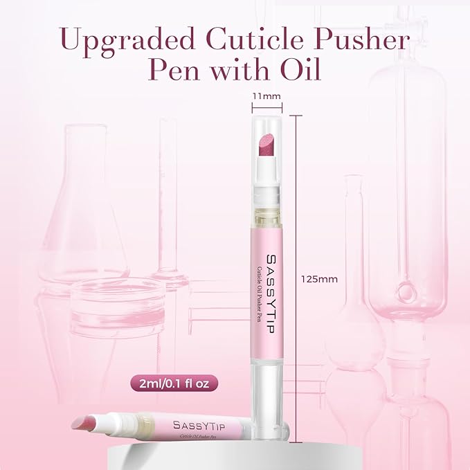 Ceramic Cuticle Pusher & Oil Pen, 2ml Rose/Lavender/Fragrance Free Scented Nail Care Pen, Gentle Cuticle Remover for Dry & Damaged Nails, Moisturize Strengthen Brighten (Pink)