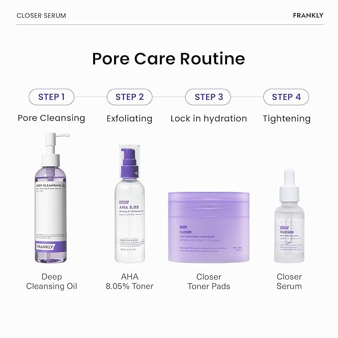 FRANKLY Closer Serum | Pore Minimizer Serum | 9 Peptides, Vegan Collagen, Adenosine, PHA | Korean Pore Minimizer for Glass Skin, Anti-Aging, Hydration, Elasticity | 1.01 fl oz