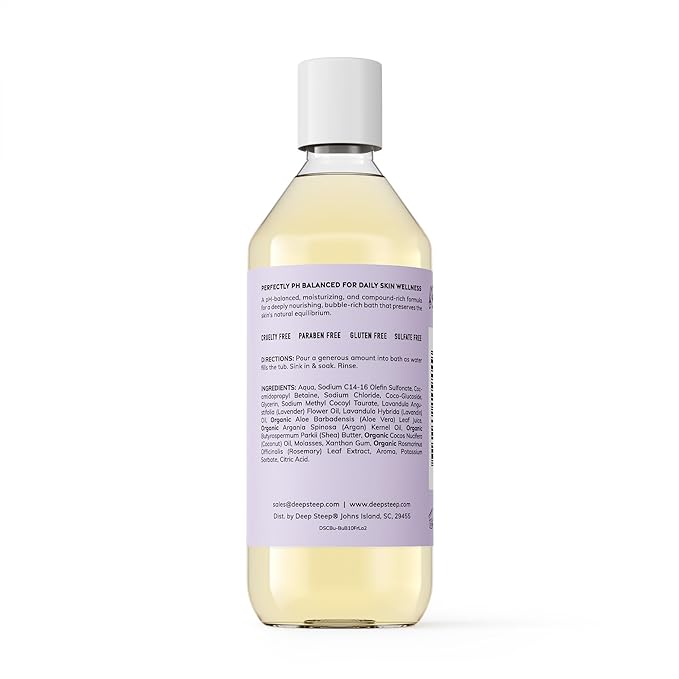 Deep Steep Bubble Bath, Fresh Lavender, 10 oz – Soothing Soak with Shea Butter, Argan Oil, Aloe Vera & Coconut Oil – Vegan, Sulfate-Free, PH-Balanced Clean Beauty