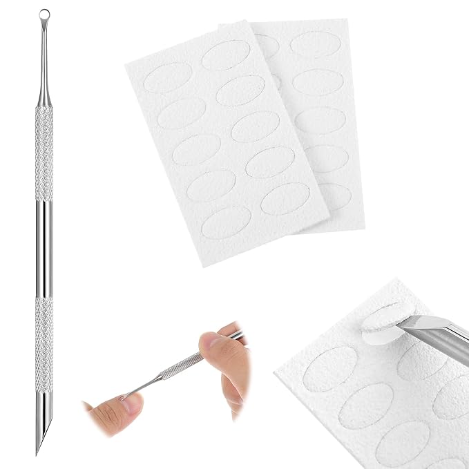 Cuticle Pusher and Cutter Remover, Professional Dual-Ended Stainless Steel Nail Cleaner with 20 Pcs Grit Sandpaper Sheets Nail Care Polish Tool for Manicure Pedicure Nail Art