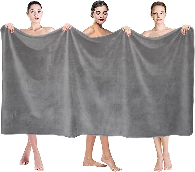 JML Bath Sheet Towels (2 Pack, 35"x70") - Microfiber Hair Towel for Adult Bathroom, SPA, Hotel - Super Soft, Absorbent, Lint Free, Fade Resistant, Grey
