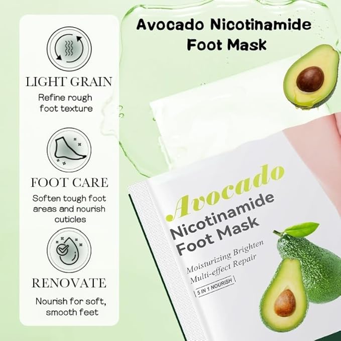Hydrating Avocado Skincare Set 8 Pcs - Nicotinamide Face + Nourishing Lip + Moisturizing Hand & Foot | Botanical-Infused Restorative Care for Dry/Dehydrated Skin