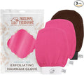 Natural Elephant Exfoliating Hammam Glove (2 Pink and 1 Brown (Pack of 3))