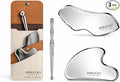 Stainless Steel Gua Sha Facial Tools Set with Acupressure Pen, Facial Massage Tool for Face & Neck, Lymphatic Drainage & Face Sculpting, Metal Gua Sha Kit with Gift Pouch