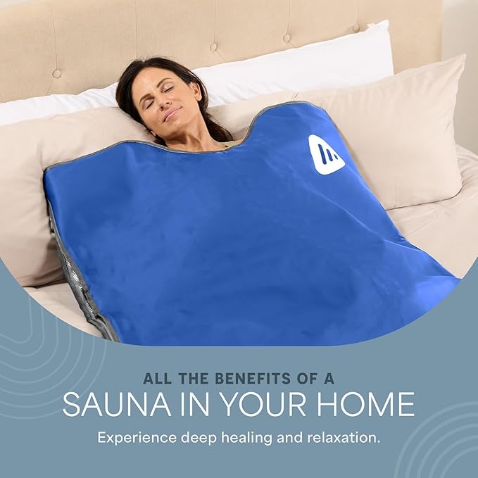 LifePro RejuvaWrap Infrared Sauna Blanket for Detox & Relaxation – Low EMF Carbon Fiber Heating, 9 Temp Levels, 5 Colors – Portable Sauna Blanket Infrared with Waterproof Interior & Carry Bag