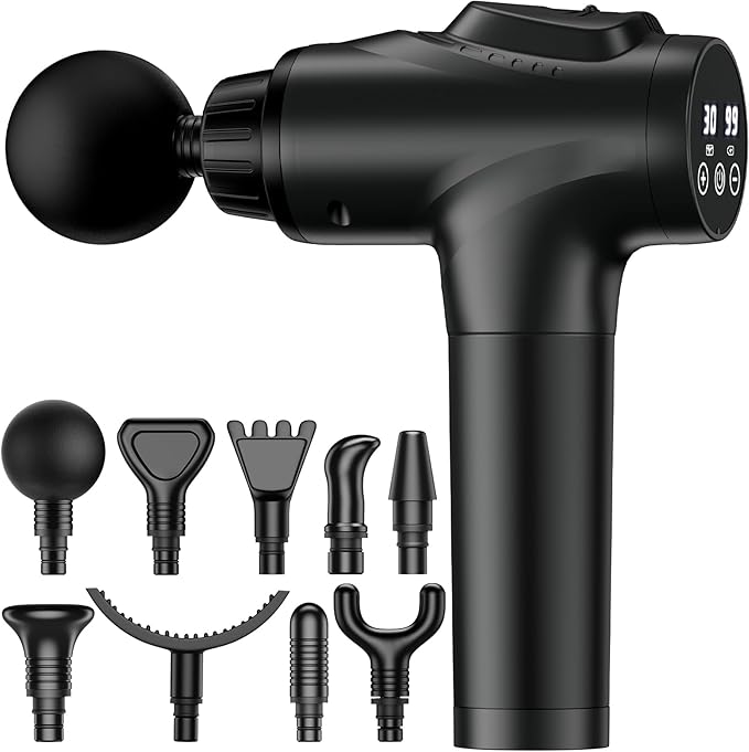 APHERMA Massage Gun, Muscle Massage Gun for Athletes Handheld Electric Deep Tissue Back Massager, Percussion Massage Device for Pain Relief with 30 Speed Levels 9 Heads Black