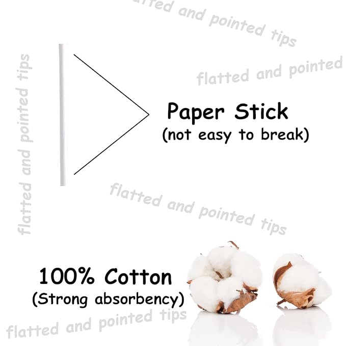 Paper Stick Thick Cotton Swabs with Precision and Flattened Tip 375pcs,Excellent Beauty Tools for Effective Makeup and Personal Care