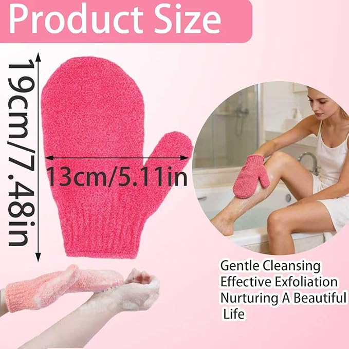 8Pcs Exfoliating Gloves -Shower Gloves - Bath and Body Exfoliator Mitts - Scrubs Away Ingrown Hair and Dead Skin - Exfoliating Gloves for Shower, Spa and Massage