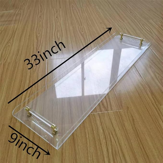 WANLIAN 33inch Luxury Bathtub Caddy Tray for Bathroom Bath tub Table Caddy Shelf for Shower Storage Organizer tub Accessories for Bath tub Table Caddy (Gold-Clear)