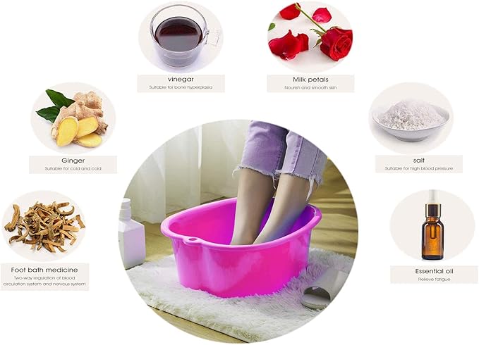 AXLOFO® Foot Soaking Bath Basin, Large Plastic Foot Soaking Tub, Feet Massage Feet Bath Bucket, Great for Getting the Dead/Old Skin Off Your Foots (purplebasin)