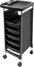 Salon Trolley Cart with Wheels & 5 Drawers, Salon Rolling Stations for Hair Stylist,Hairstylist for Beauty Tattoo Hairdressing Beauty Equipment, Black (T28-5DRAWER)