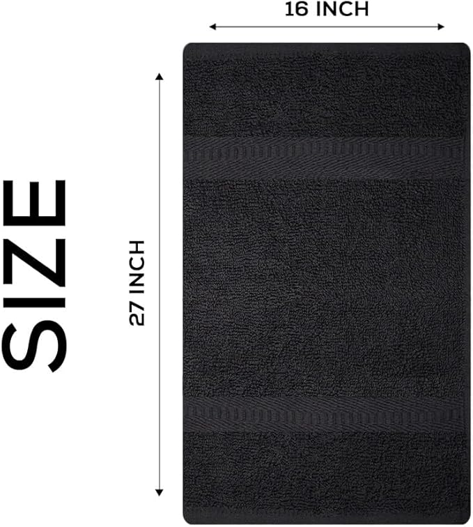 Premium 100% Cotton Hand Towels – Pack of 24, 16x27 Inch – Quick-Dry, Highly Absorbent Salon Towels for Hair Care, Gym, Spa & Bathroom – Black