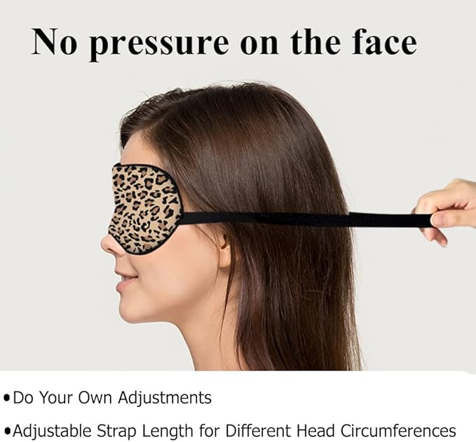 Leopard Print Sleep Mask Eye Mask Animal Skin Brown Sleep Mask Light Blocking Adjustable Smooth Soft Eye Masks for Women Deep Rest Travel