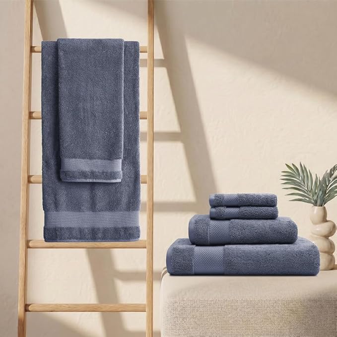 BIOWEAVES 100% Organic Cotton 700 GSM Luxury Bath Towels for Bathroom 30" x 58" GOTS Certified - Mineral, Pack of 2