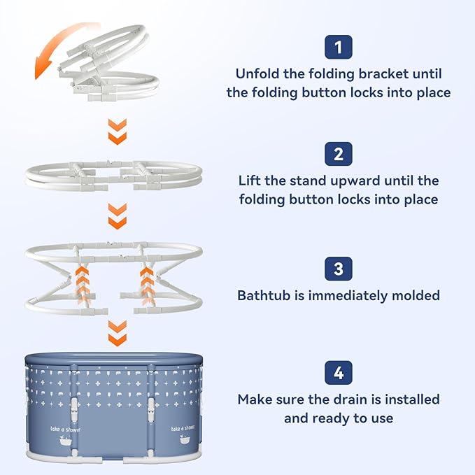 Portable Bathtub, Foldable Bathtub No Installation, Freestanding Shower Bathtubs with Cushion, Collapsible SPA Soaking Bath Tub, Hot & Ice Bath Tub for Indoor Outdoor (Water Pattern Blue)