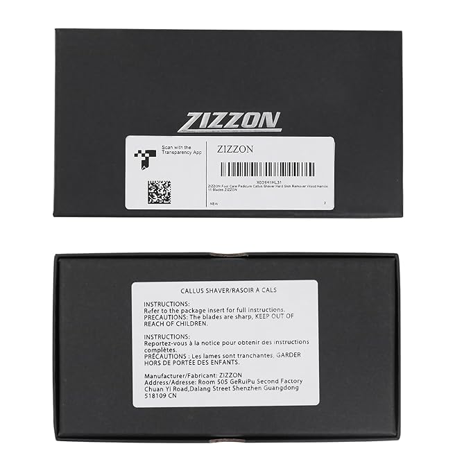 ZIZZON Foot Care Pedicure Callus Shaver Hard Skin Remover Wood Handle 10 Blades ZIZZON